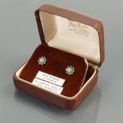 9ct gold diamond & emerald earrings: