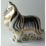 Royal Crown Derby paperweight ROUGH COLLIE: Gold stopper, first quality, NO certificate,