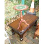 Dark wood Coffee table: together with small painted tripod table(2)