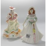 Royal Doulton Lady Figures: Flowers of Love Rose HN3709 & Jacueline HN3689,