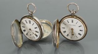 2 gents silver pocket watches: No keys,