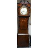 Victorian Wilkinson of Nantwich Mahogany cased 8 day Longcase Clock: Painted arch dial,