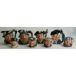 8 x Royal Doulton medium and small size toby character jugs: