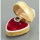 15ct gold sapphire diamond ring: size N/O, 3g.