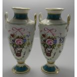Minton Pair of Rose Basket Handled Vases: height 22cm(2)