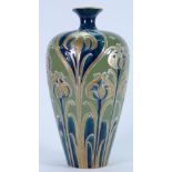William Moorcroft Macintyre Green & Gold Florian vase: C1903, height 22.5cm.