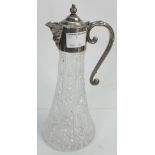 Glass & Silver Plate Wine Ewer: