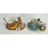 Royal Doulton Bunnykins figural cup & saucer sets:Master of the Manor DBD3 and Miss DBD4 (2)