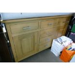 Modern Light Wood 6 drawer sideboard: