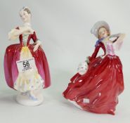 Royal Doulton Lady Figures: Masquerade HN2269 & Autumn Breezes HN1934(2)