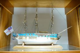 Large wooden model Galleon: Measures 82cm incl. bow sprit.