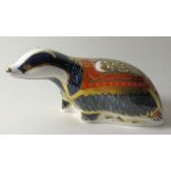 Royal Crown Derby paperweight MOONLIGHT BADGER: Gold stopper, first quality, NO certificate,