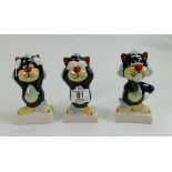 Lorna Bailey Set of Three Wise Monkey Cats: