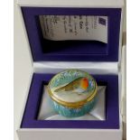 Elliot Hall enamel BOX ROBIN: For Goviers 47mm wide with certificate & box, limited edition 6/35,