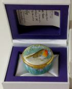 Elliot Hall enamel BOX ROBIN: For Goviers 47mm wide with certificate & box, limited edition 6/35,