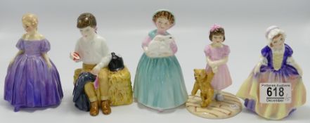 Royal Doulton Child Figures: First Prize HN3911, Marie HN1370, Dinky Doo HN1678,