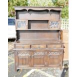 oak Linen Fold 3 Drawer Dresser: