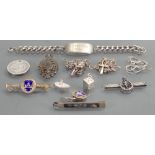 Group of hallmarked silver and silver coloured metal jewellery items: Gross weight 94g