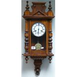 late 19th century VIENNA style wall clock: Spring wound striking movement in repolished case.