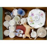 A mixed collection of items to include: Royal Albert Mugs, Beswick matt Labrador,