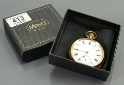 18ct gold pocket watch by Henry Pidduck & Sons of Hanley: Hallmarked for Chester 1890,