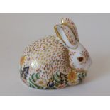 Royal Crown Derby paperweight ROWSLEY RABBIT 111/500 for Sinclairs: Gold stopper, first quality,