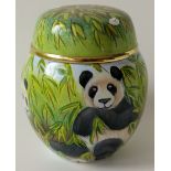 Elliot Hall enamel GINGER JAR PANDA slight damage: 66mm high with certificate & box,