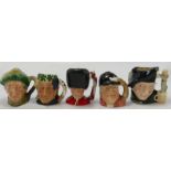 Royal Doulton miniature character jugs: Auld Mac, Bacchus D6571, Gone Away D6545,