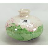 Lisa B Moorcroft large squat vase: decorated with pink waterlillies.
