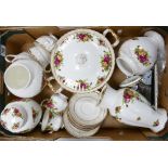 A mixed collection of items to include: Royal Albert Old Country Rose vases, picture frame, tureen,