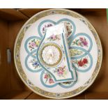 Minton Flowers of love Large Fruit bowl( inner scuffs): together with similar mantle clock(2)