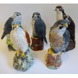Collection of five Royal Doulton Bird of Prey figures for Whyte & Mackay: Peregrine Falcon x 2,