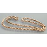 9ct gold rope twist chain: Weight 10.1g, 42cm long.