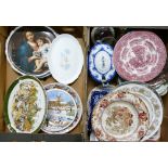 A mixed collection of items to include: Decorative wall plates, James Noris spirit merchant Burslem,