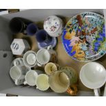 A mixed collection of items to include: Wedgwood Jasper ware, Minton Lidded Pot,