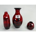 Royal Doulton Flambe Vases: largest with damage,