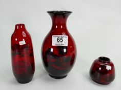 Royal Doulton Flambe Vases: largest with damage,