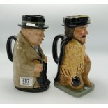 2 x large Royal Doulton character jugs: Churchill and Sir Francis Drake (2)