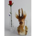 Royal Dux stag wall mask figure: Measuring 22cm high,