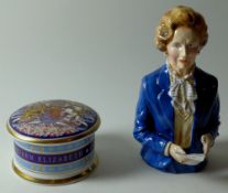 BRONTE porcelain MARGARET THATCHER BUST and lidded box: Bust is limited edition 6/200, 19.