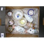 Tray containing small vases dishes lidded boxes etc: