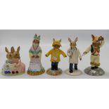 5 x Royal Doulton Bunnykins figures: Maid Marion DB 245 no cert, Storytime DB 9 no cert,