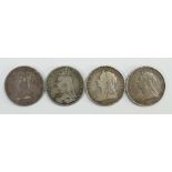 4 Victorian silver crowns: 1992,