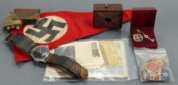 Titus Genf WWII German military watch and associated war artefacts: Brought back from Germany after