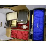 A collection of silver plated boxed cutlery sets: