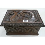 Early 20th Century Carved Wooden Box: with Dragon Decoration,