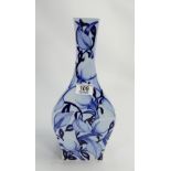 Cobridge Stoneware trial vase decorated with blue flowers: dated 2001, height 32cm.