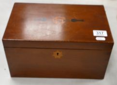 Large mahogany jewel box: together with French carved wooden stamp box,