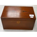 Large mahogany jewel box: together with French carved wooden stamp box,