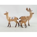 Beswick Stag family group: stag standing, doe and fawn.